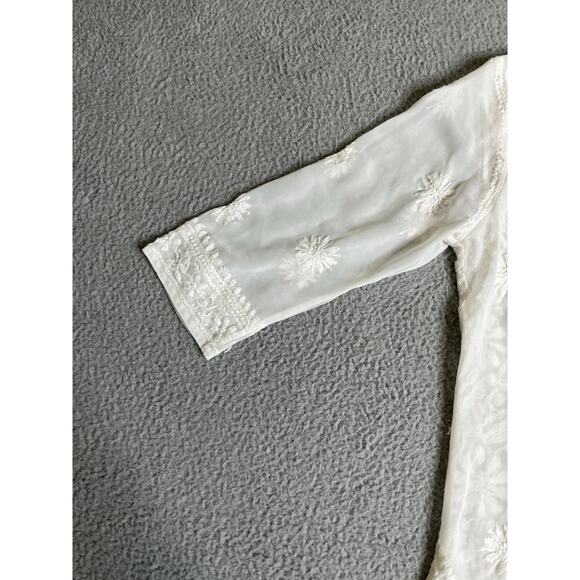 Gretchen Scott Designs Tunic Top Small Embroidered Sheer Coverup Boho Beach - Picture 11 of 16